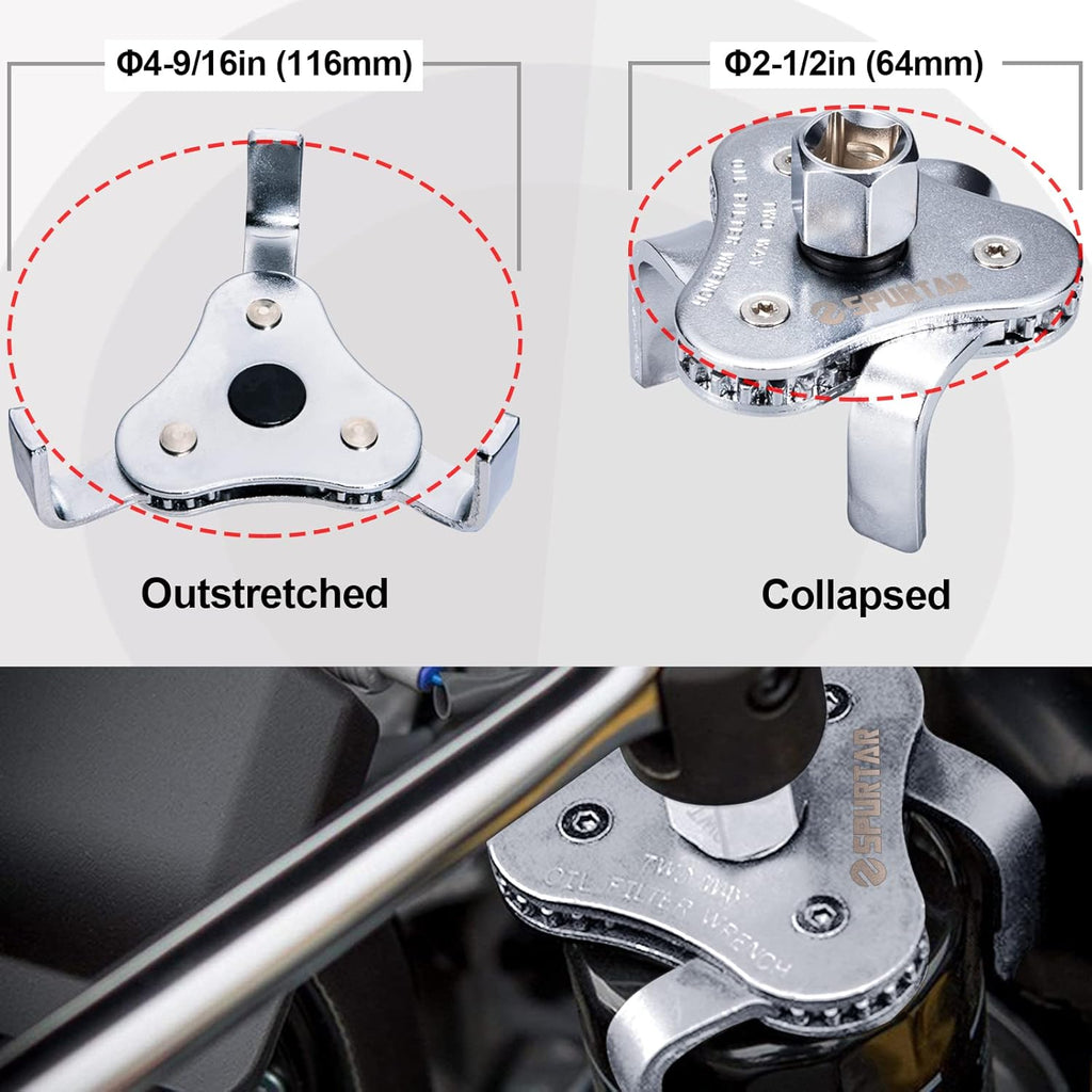 Universal Oil Filter Wrench 3 Jaw Adjustable Oil Filter Removal Tool A495