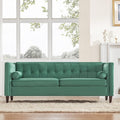 Green Velvet Sofa with Bolster Pillows K3856
