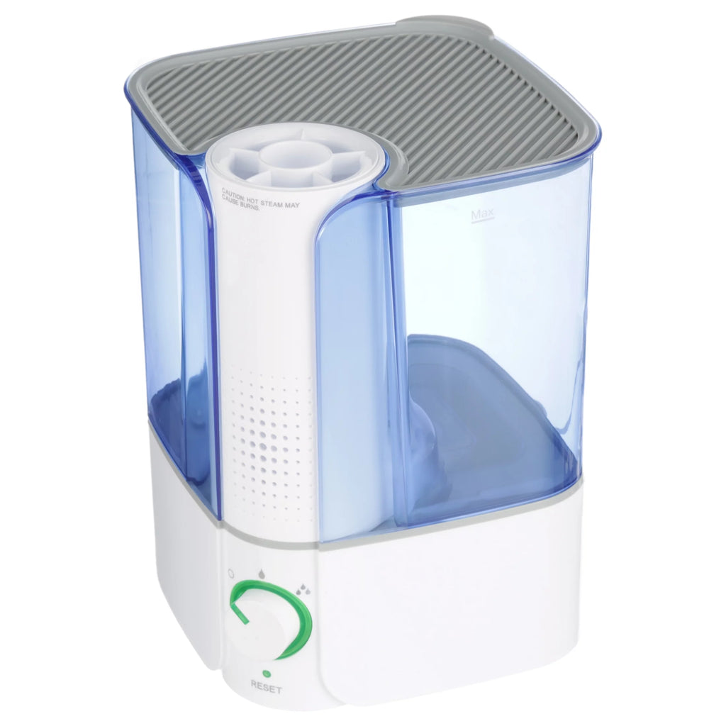 Warm Mist Humidifier, Filter Free, White & Blue, Top Fill, 1.3 Gallon N946