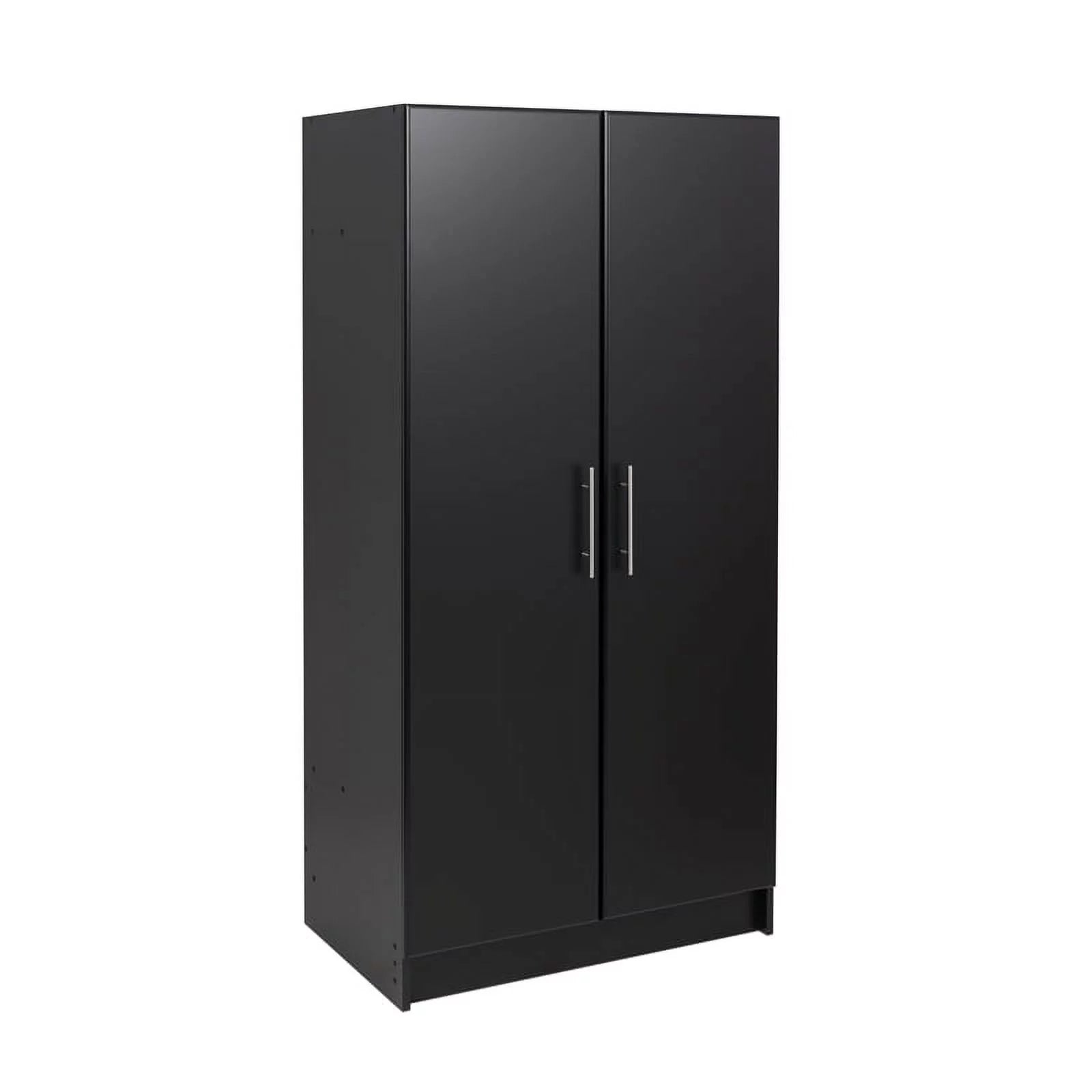 Black Storage Cabinet with Hanging Rail and Shelves Z732