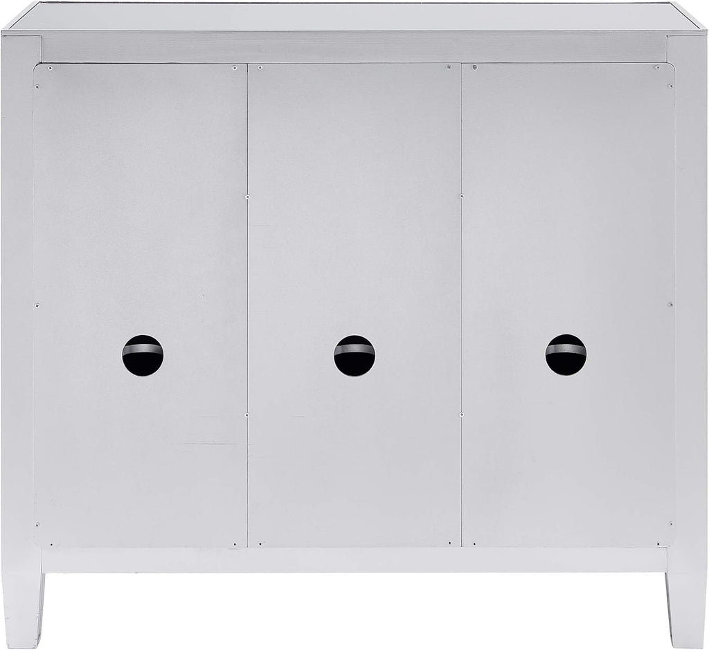 Mirrored Cabinet with Matte Silver Trim N158