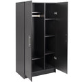 Black Storage Cabinet with Hanging Rail and Shelves Z732