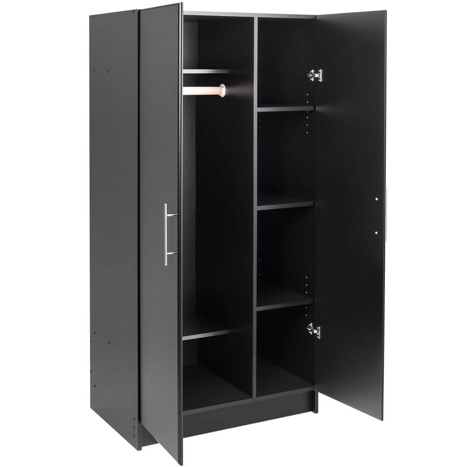 Black Storage Cabinet with Hanging Rail and Shelves Z732
