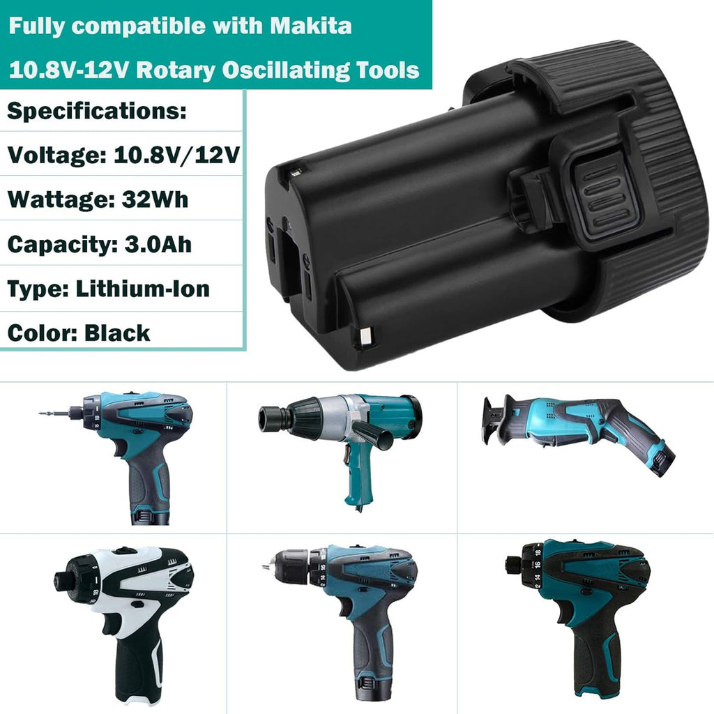 2 Packs 3000mAh BL1013 Battery for Makita 10.8V Li-ion Replacement Battery G598
