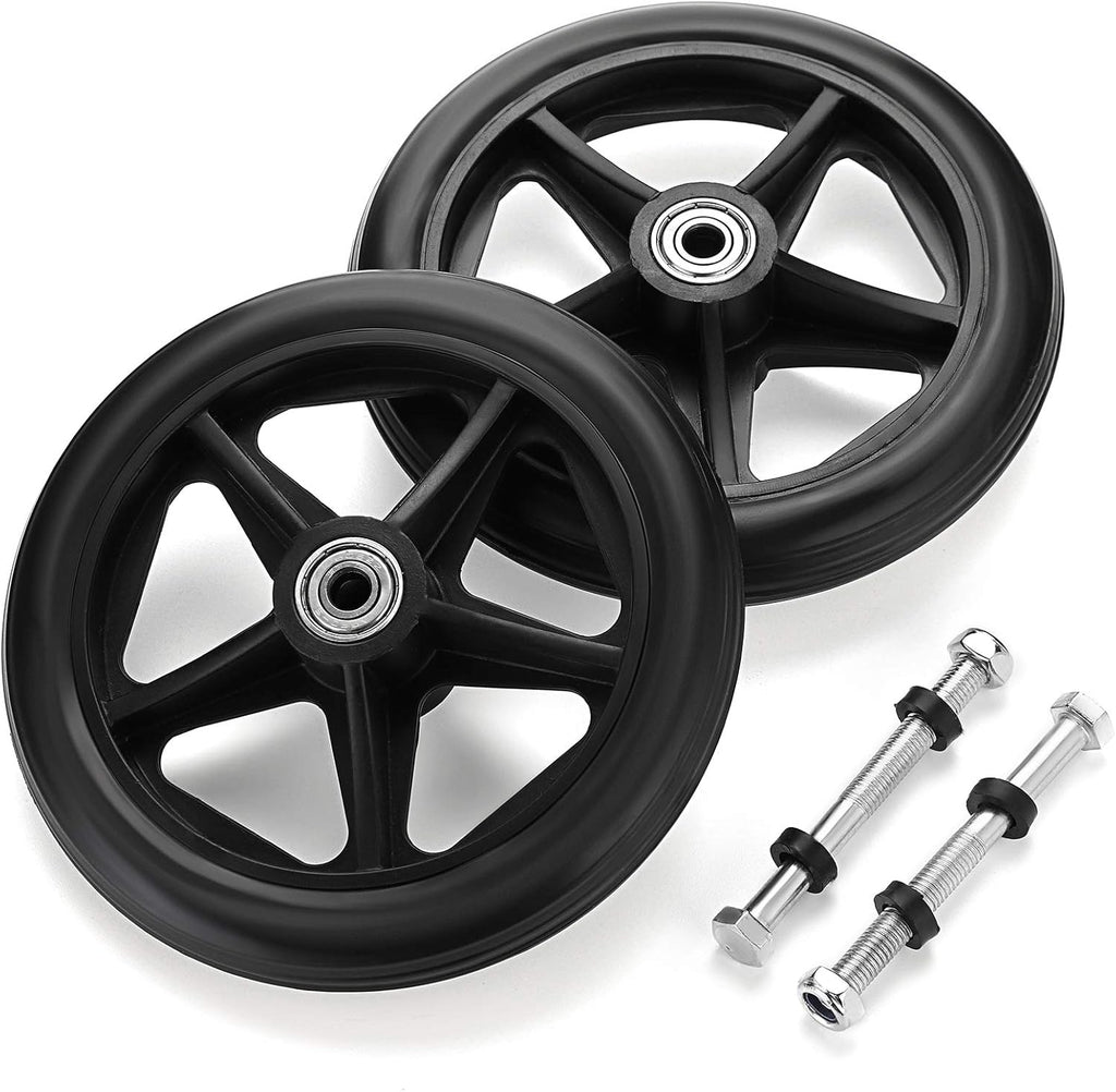 2PCS 6 Inch Rubber Wheelchair Front Wheels Replacement Casters Black O654980