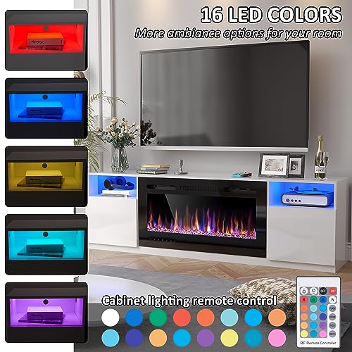 Black 70" Fireplace TV Stand with 36" Electric Fireplace U445