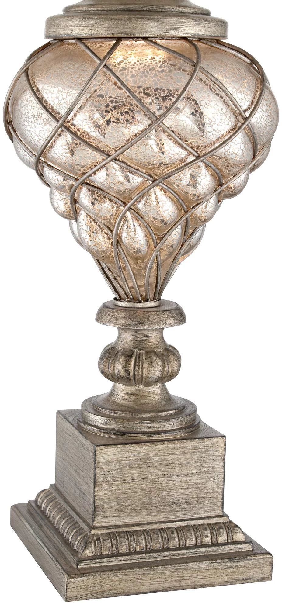 Large Traditional End Table Lamps Set of 2 Gold Silver Finish Mercury Glass N298