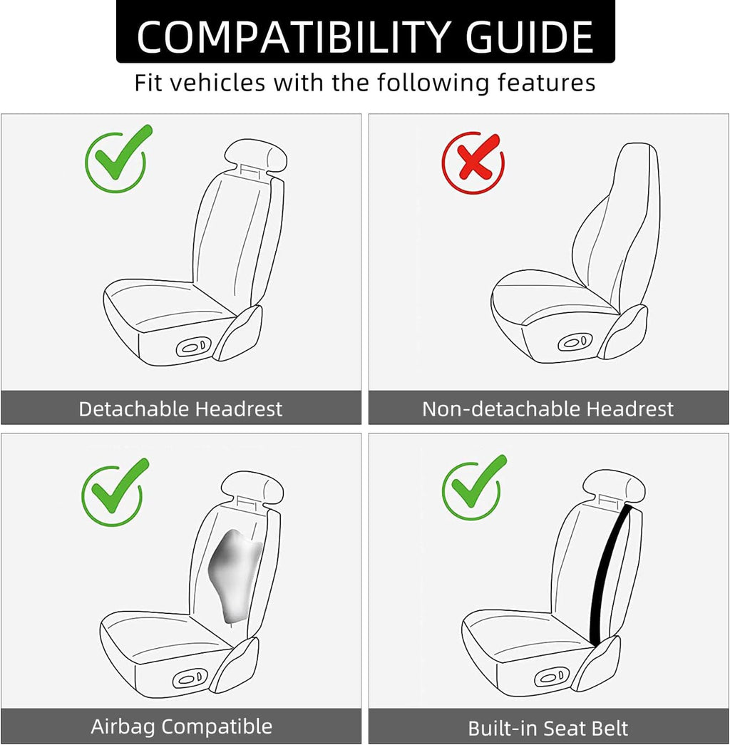 2 Pack White Faux Sheepskin Car Front Seat Cover Set with Steering Wheel Cover and Seat Belt Pad R74375