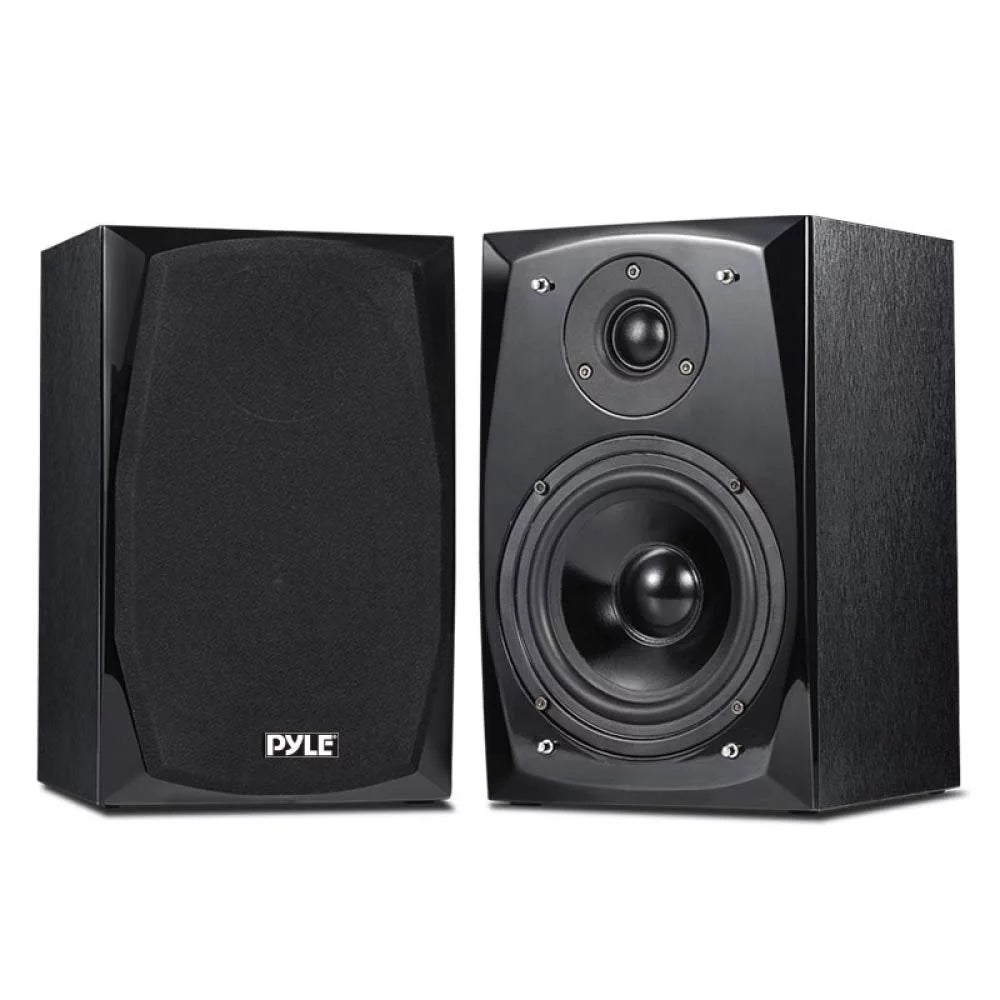 Black Bluetooth Bookshelf Stereo Speakers W13621