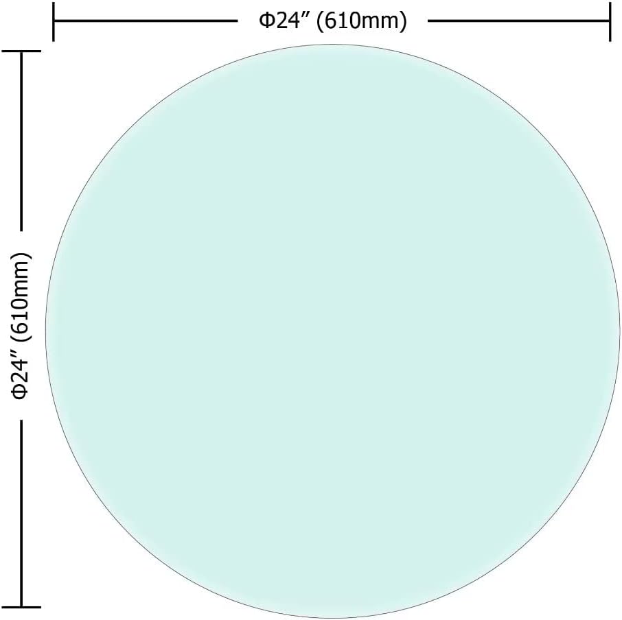 24 Inch Round Tempered Glass Table Top Clear 1/2 Inch Thick Beveled Polished Edge D168648