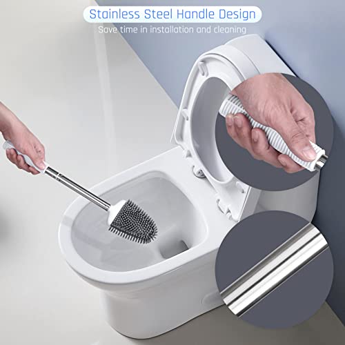 Toilet Brush and Holder Set with Silicone Bristles Y696