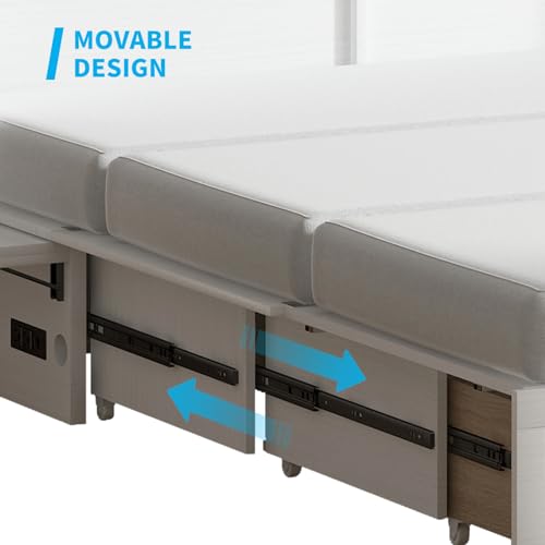 White Queen Cabinet Bed with Tri-fold Mattress Z11196