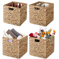 12x12x12 4 Pack Water Hyacinth Wicker Cube Storage Baskets R17852
