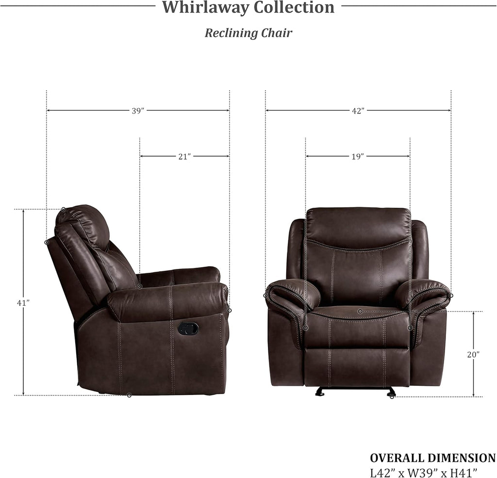 3-Piece Dark Brown Manual Reclining Sofa Set S218