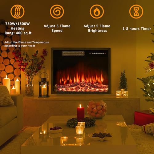 White Fireplace TV Stand with Electric Fireplace R65579