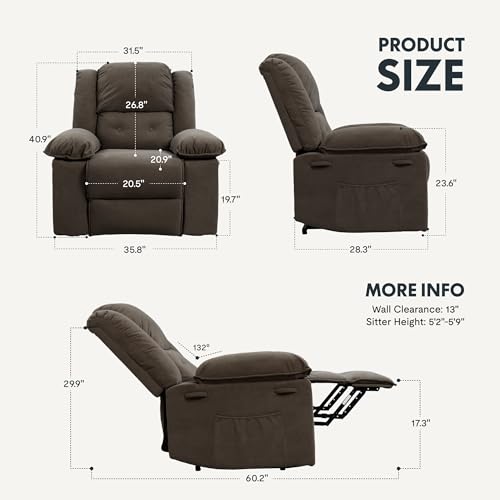 Brown Fabric Power Lift Recliner Chair with Massage and Heat K665030