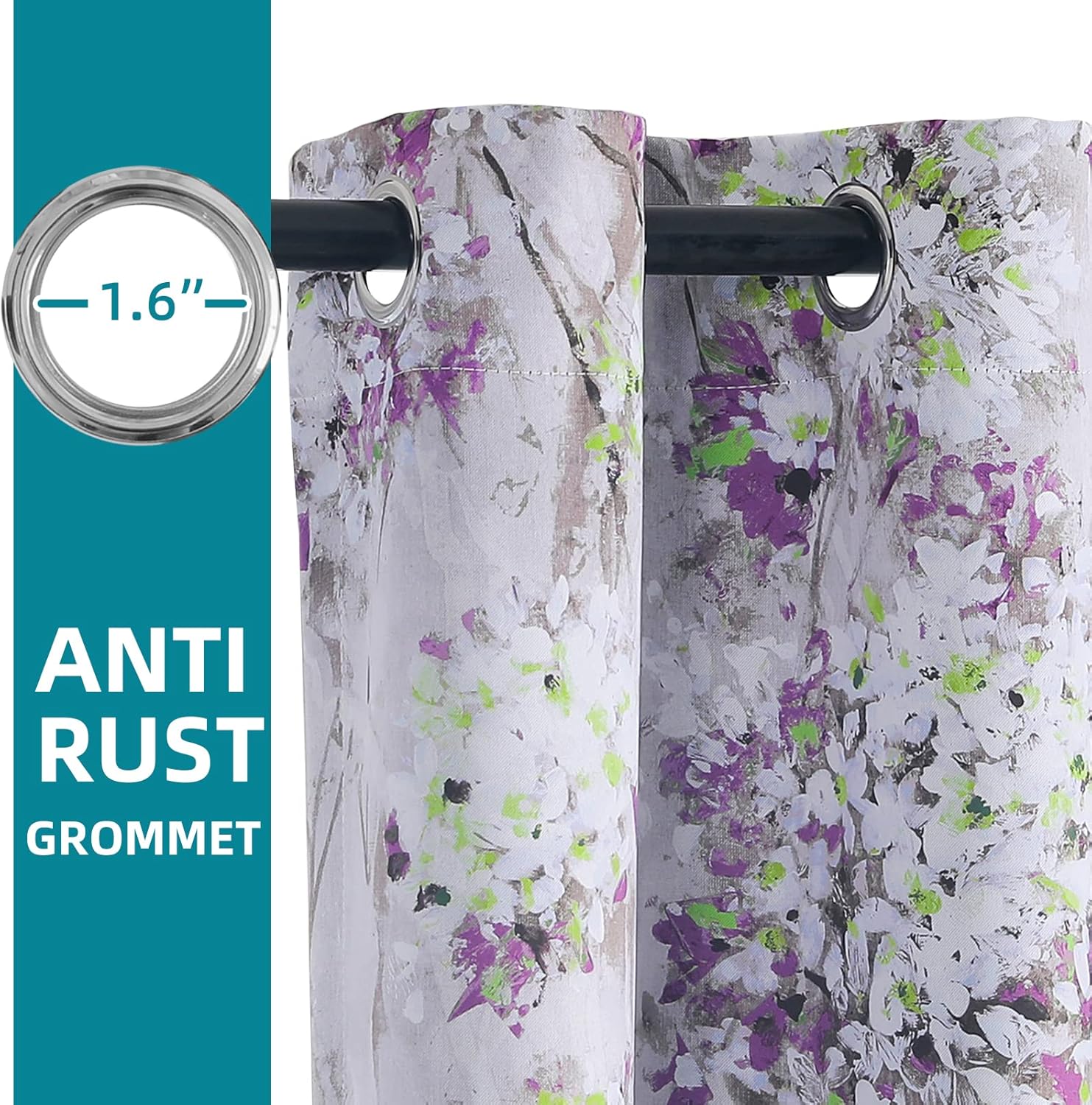 Purple 108 Inch Length Thermal Curtains 2 Panels with Grommet Top B2820