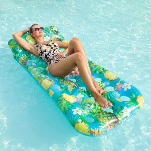2 Pack Large Inflatable Pool Float Raft with Headrest I207