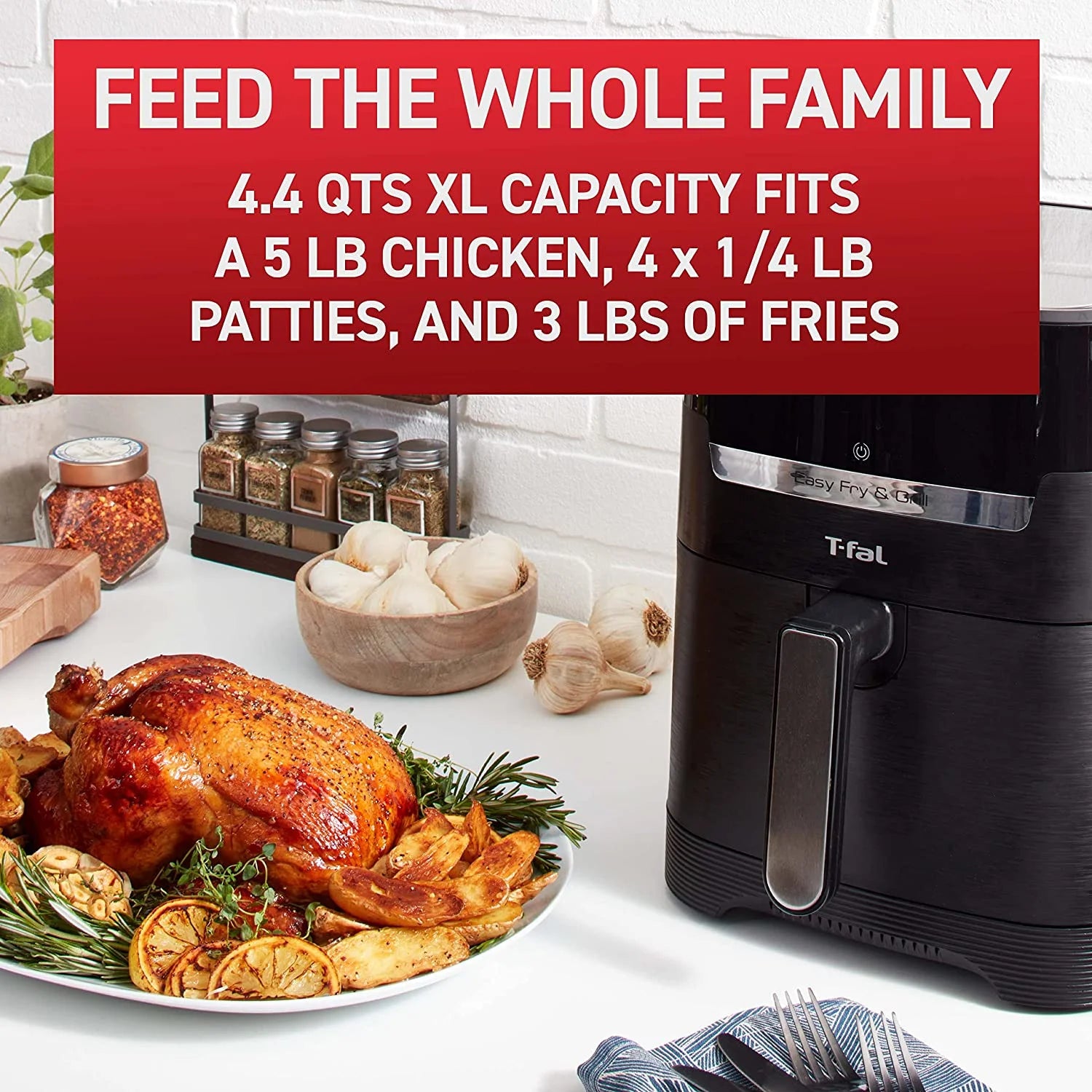 4.4 Qrt Black Air Fryer & Grill Combo L42011