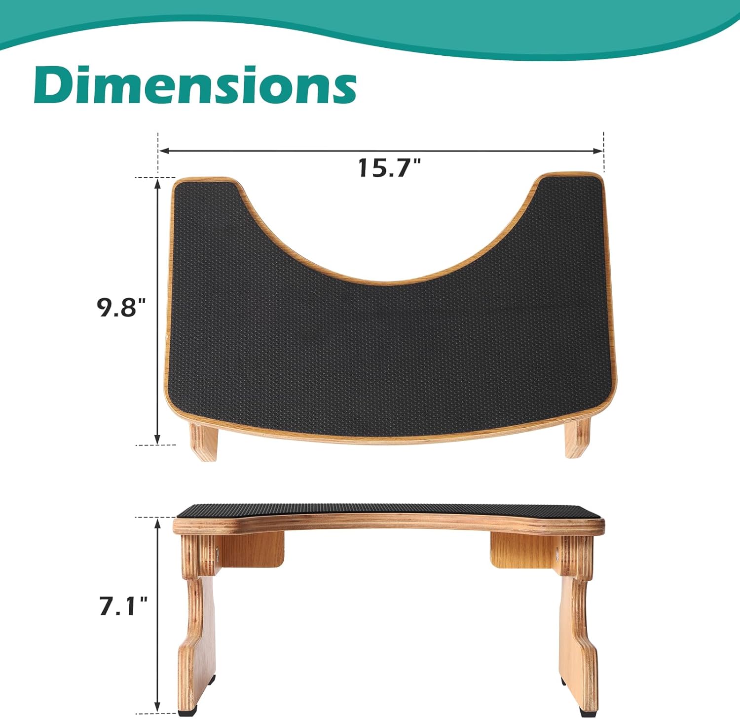 Wooden Toilet Stool Squat Adult, Extra Thick Multi-layer Wood U179855