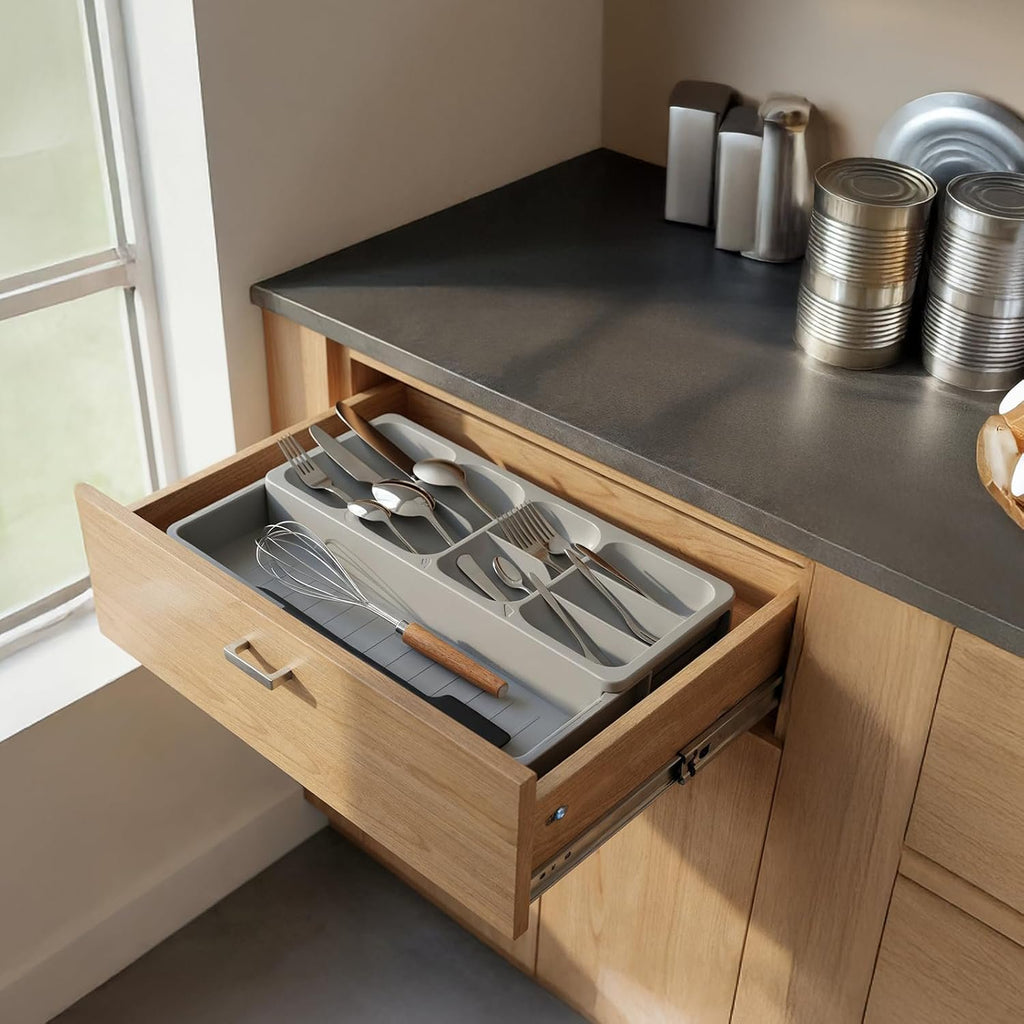 2 Pcs Expandable Gray Kitchen Drawer Organizer E1637