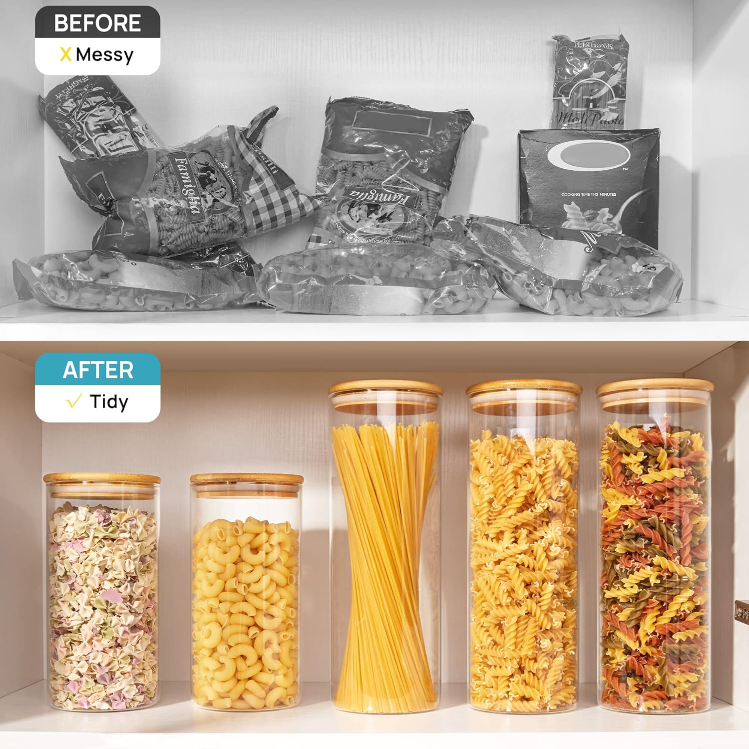 8 Pack 30oz Glass Food Storage Jars with Airtight Bamboo Wooden Lids V631568