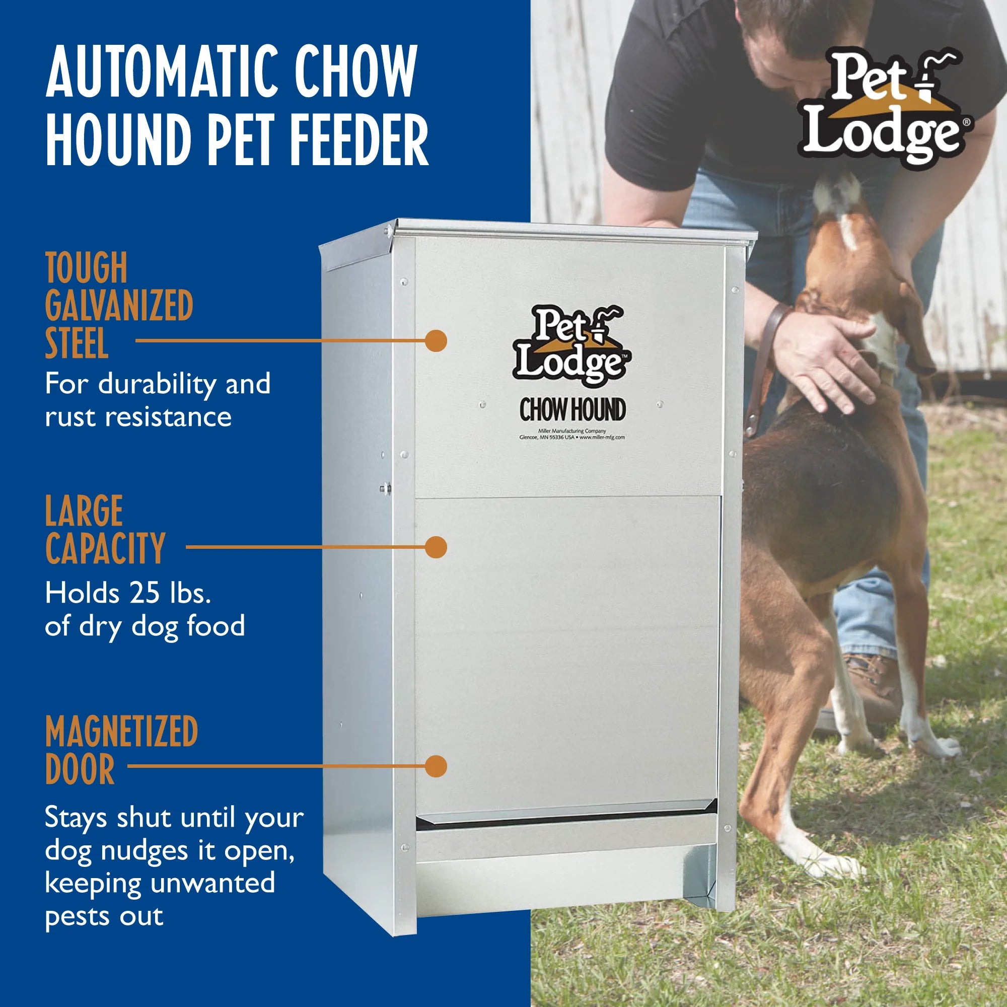 25 Pound Automatic Steel Dog Feeder (3 Pack) P28924