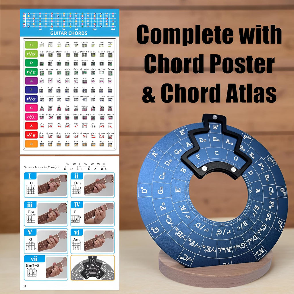 Metal Melody Tool with Guitar Chord Chart Music Theory Book and Wooden Stand Z441