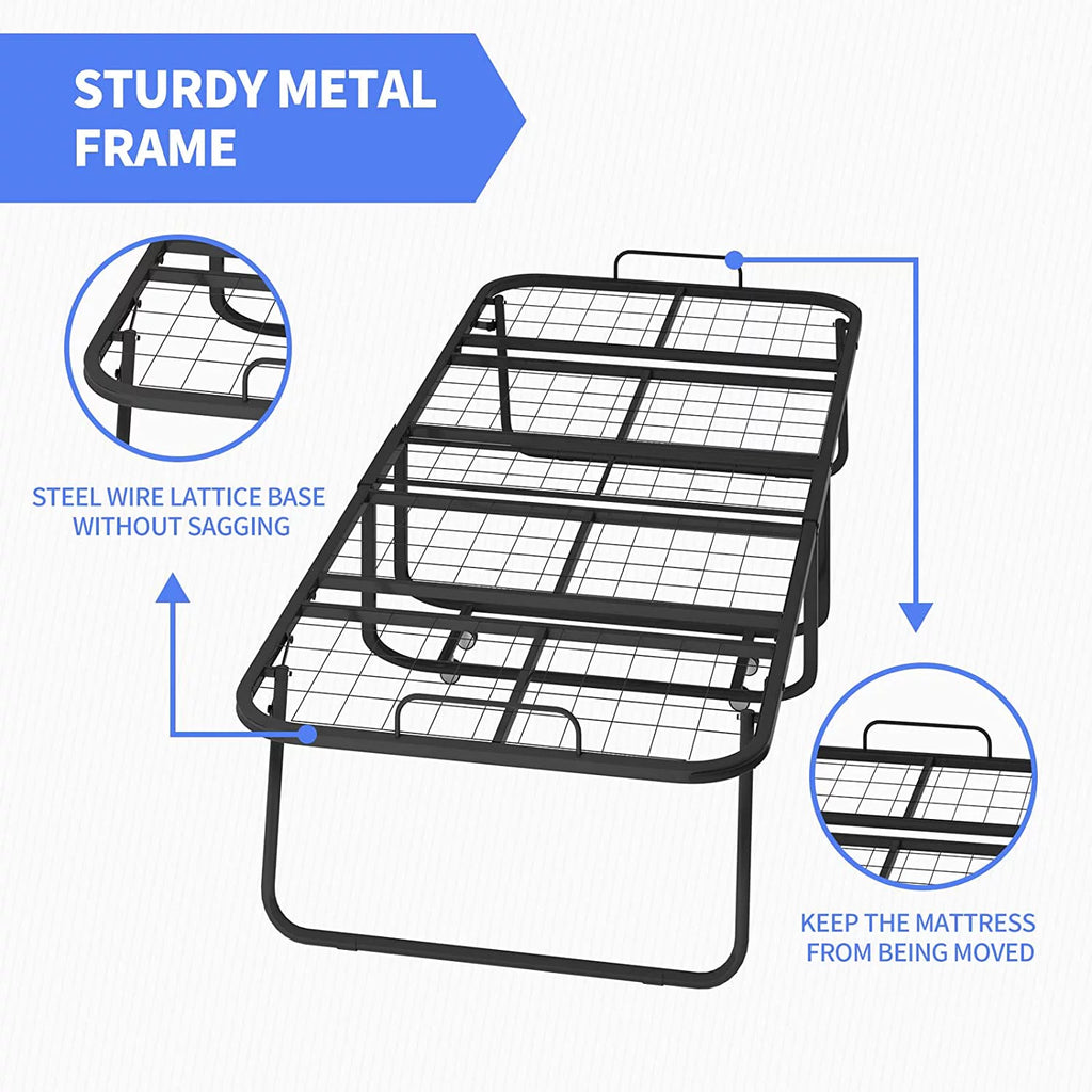 Folding Bed with 4 Inch Mattress and Lockable Wheels U897799
