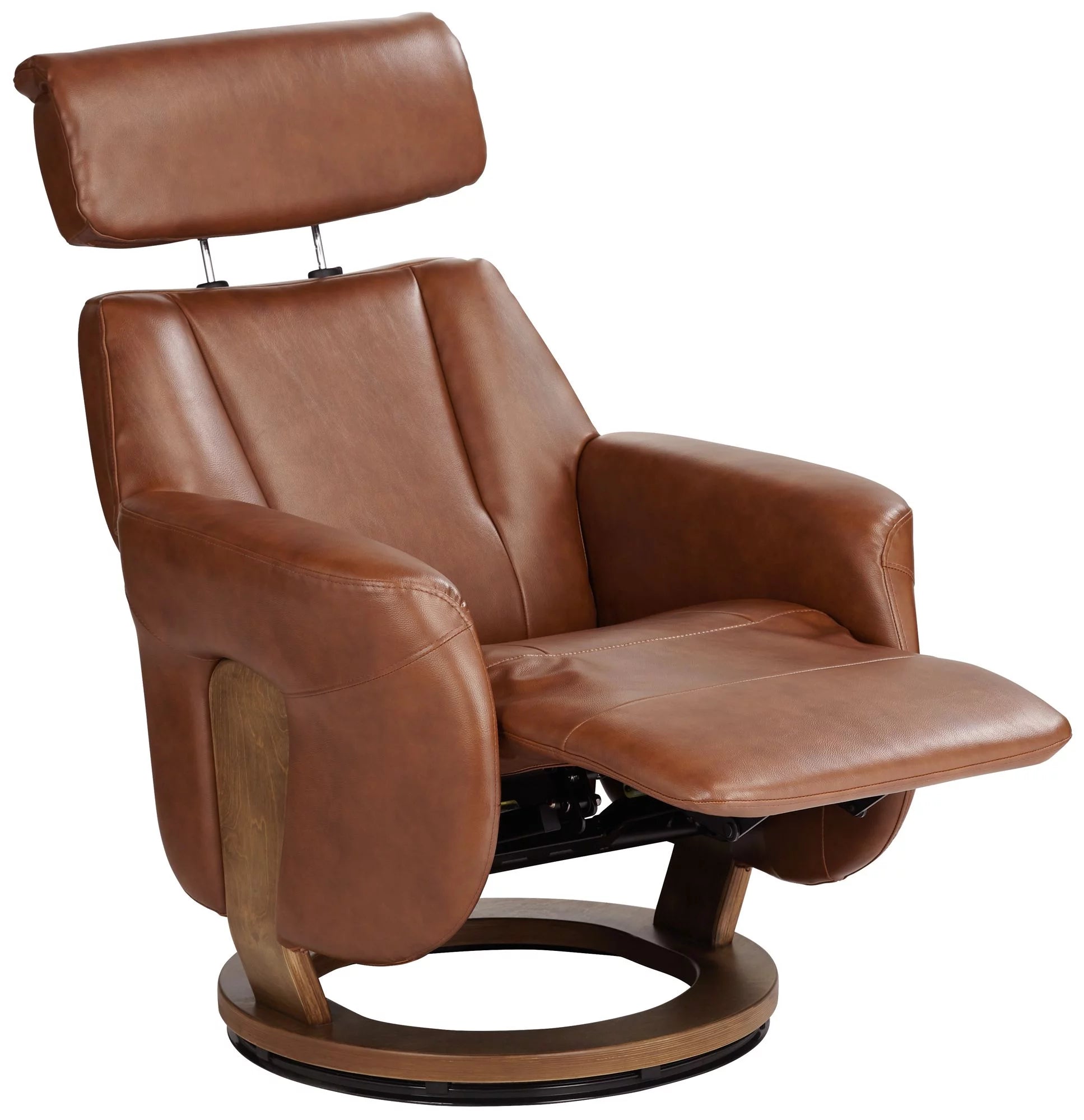 Brown Swivel Faux Leather Recliner Chair X857538