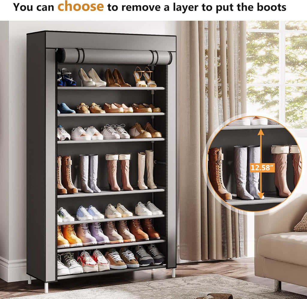 10 Tier Black Non-Woven Shoe Storage Cabinet C342