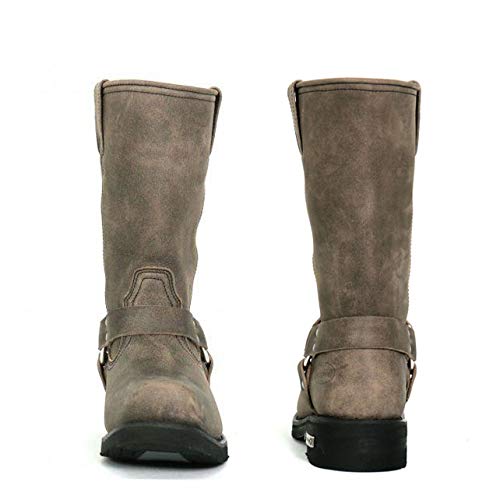 Stone Wash Brown 11-inch Tall Harness Leather Boots S35137