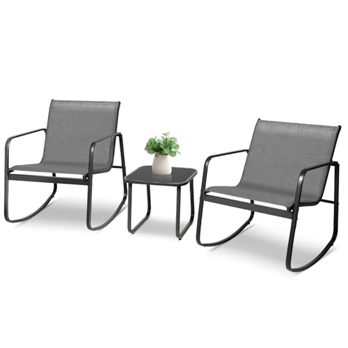 3 Pieces Black Rattan Patio Furniture Set with Coffee Table G669826