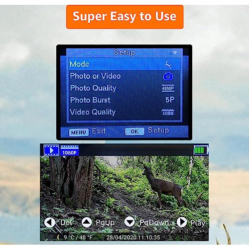 64MP 1296p Trail Camera with No Glow Night Vision I50614