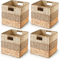 Natural Wicker Storage Cubes, Set of 4 Hyacinth Baskets K448