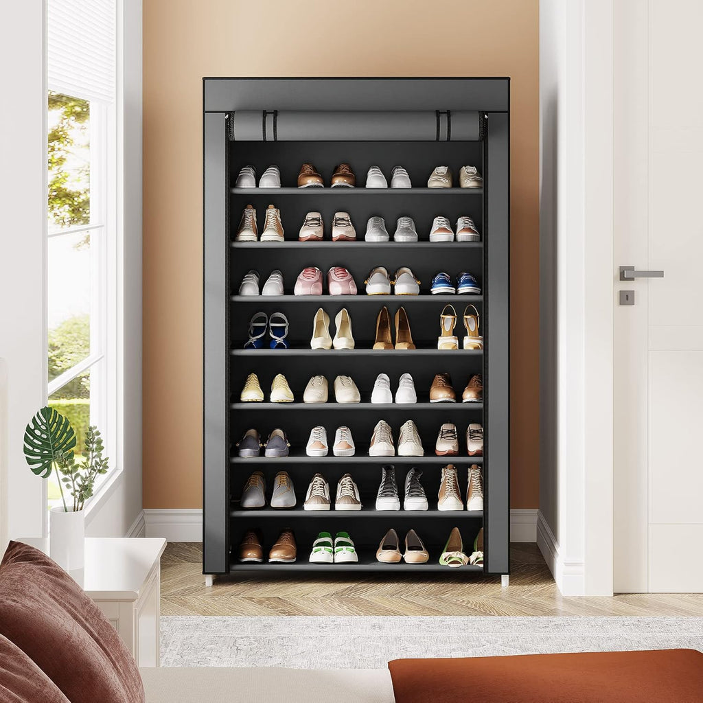 10 Tier Black Non-Woven Shoe Storage Cabinet C342