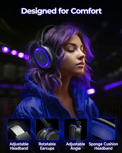 Wireless Gaming Headset with 7.1 Surround Sound, Bluetooth 5.4, Noise Canceling Mic B9224