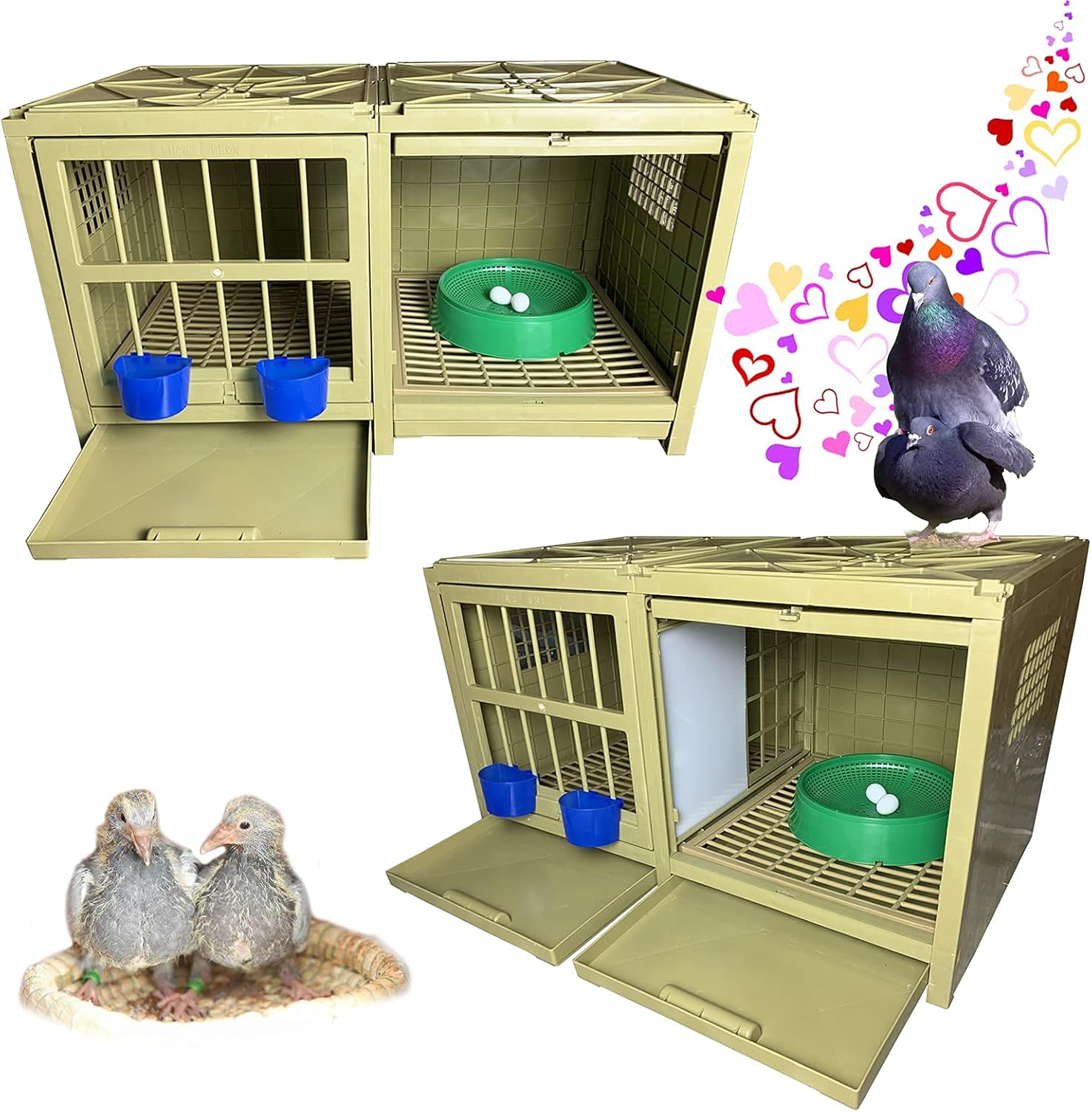 Pigeon Cage Plastic Bird Cage Nest Box Carrier Combination Package 32x18x18 Inch B49648