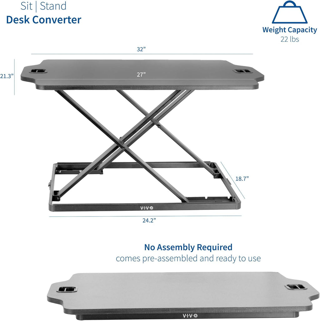 Black 27 inch Adjustable Standing Desk Converter A1988