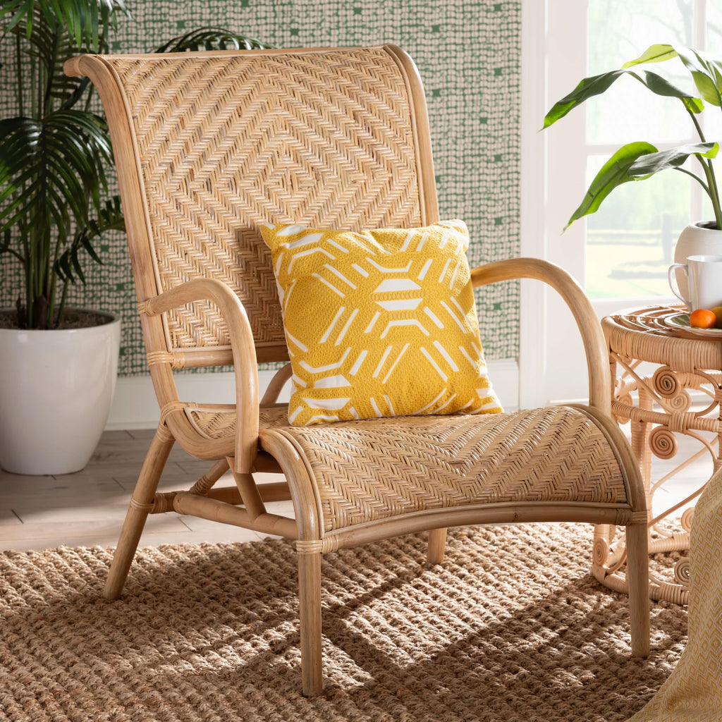 Natural Brown Rattan Lounge Chair D350234