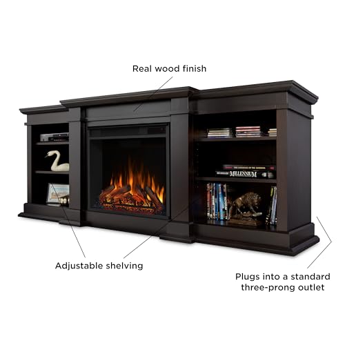 72" Black TV Stand with Electric Fireplace P39368