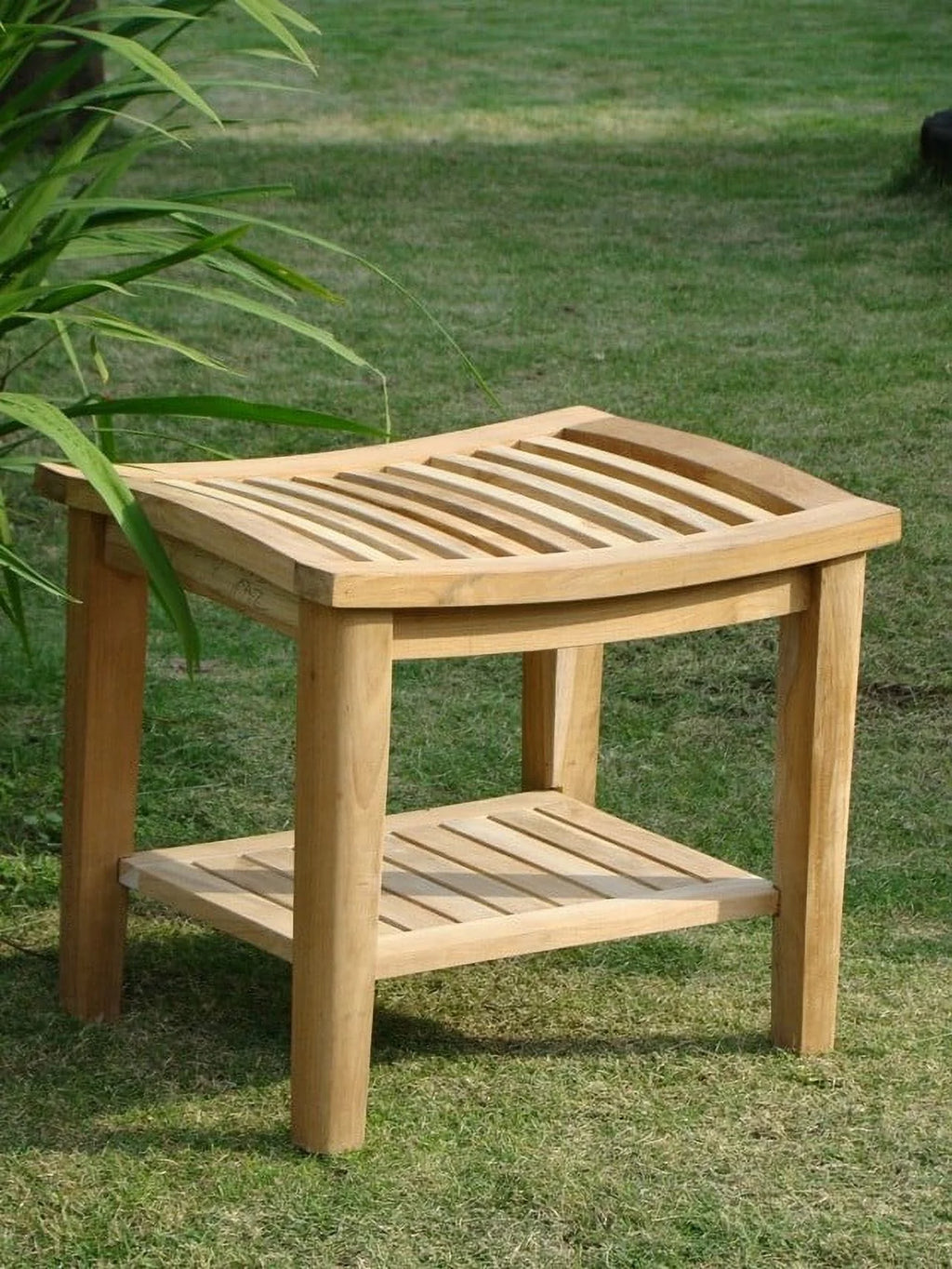 Teak Wood Shower Stool Bench with Shelf V385