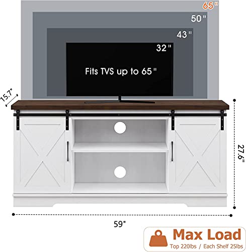 White Tall TV Stand with Storage and Shelves I510349