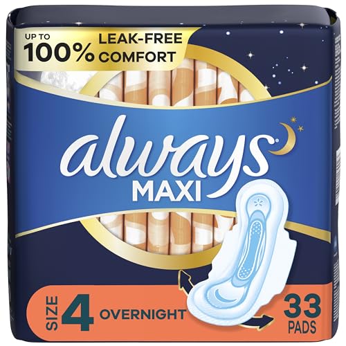 33 Count Overnight Unscented Maxi Pads with Wings L37083