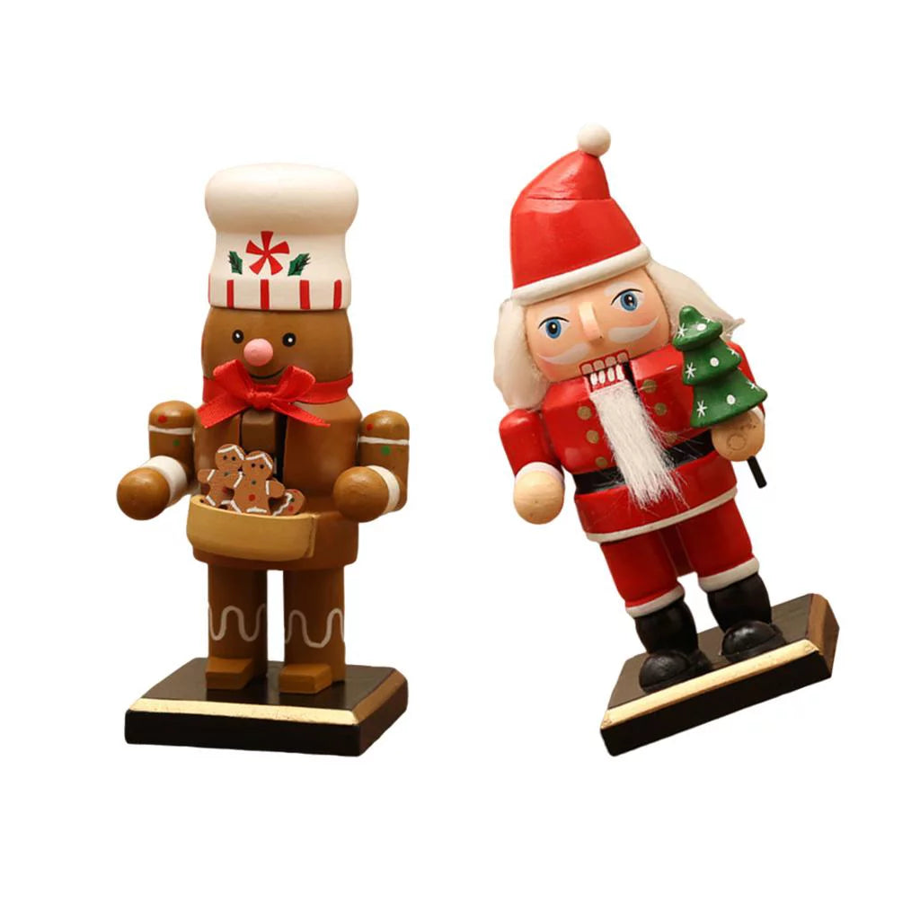 2-pack 16cm Wooden Nutcracker Christmas Décor A74759
