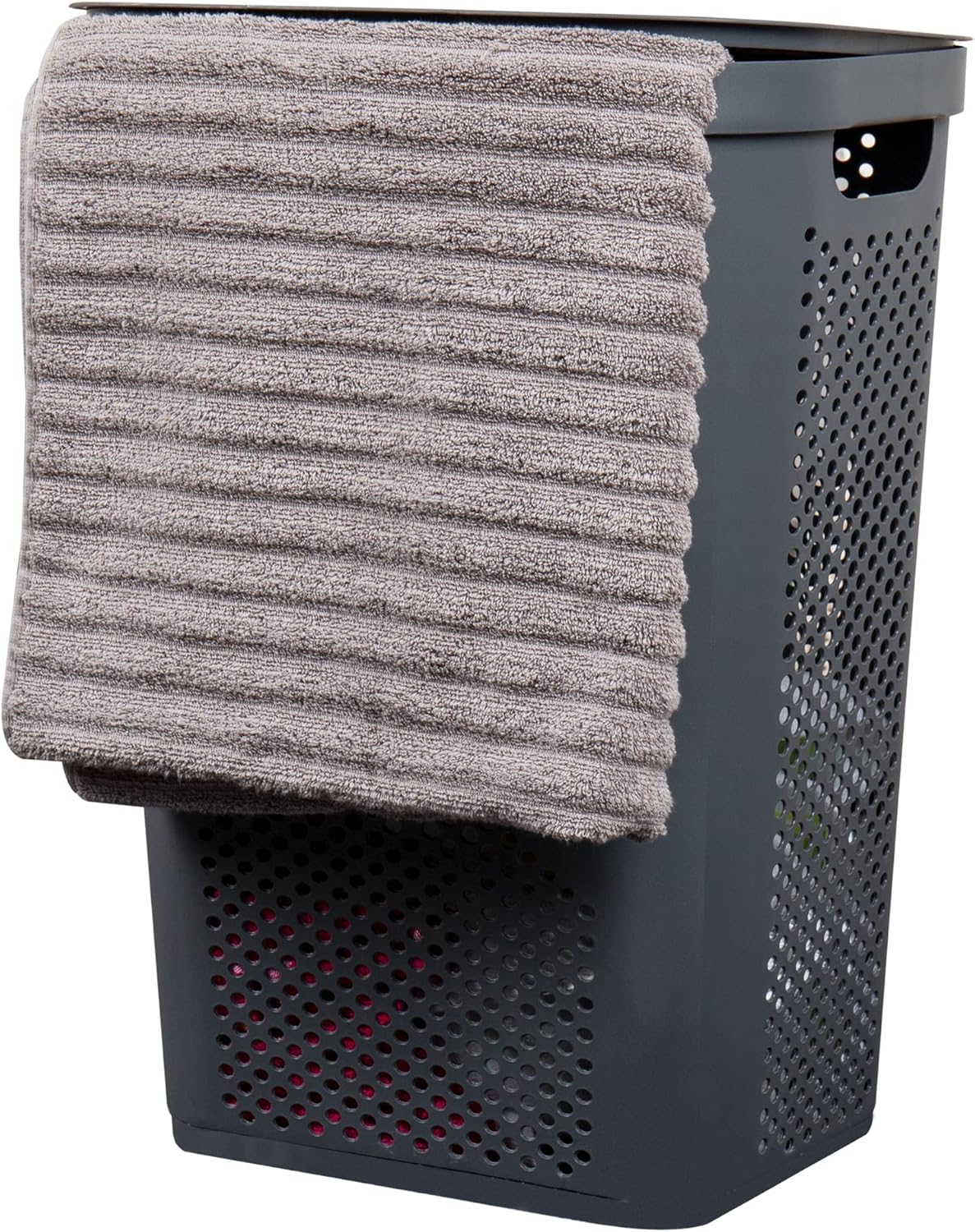 60L Slim Plastic Laundry Hamper with Lid, Gray E29711