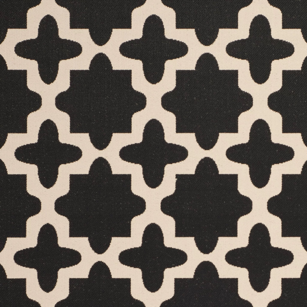 7'10" x 7'10" Square Black Beige Geometric Indoor Outdoor Area Rug V709096