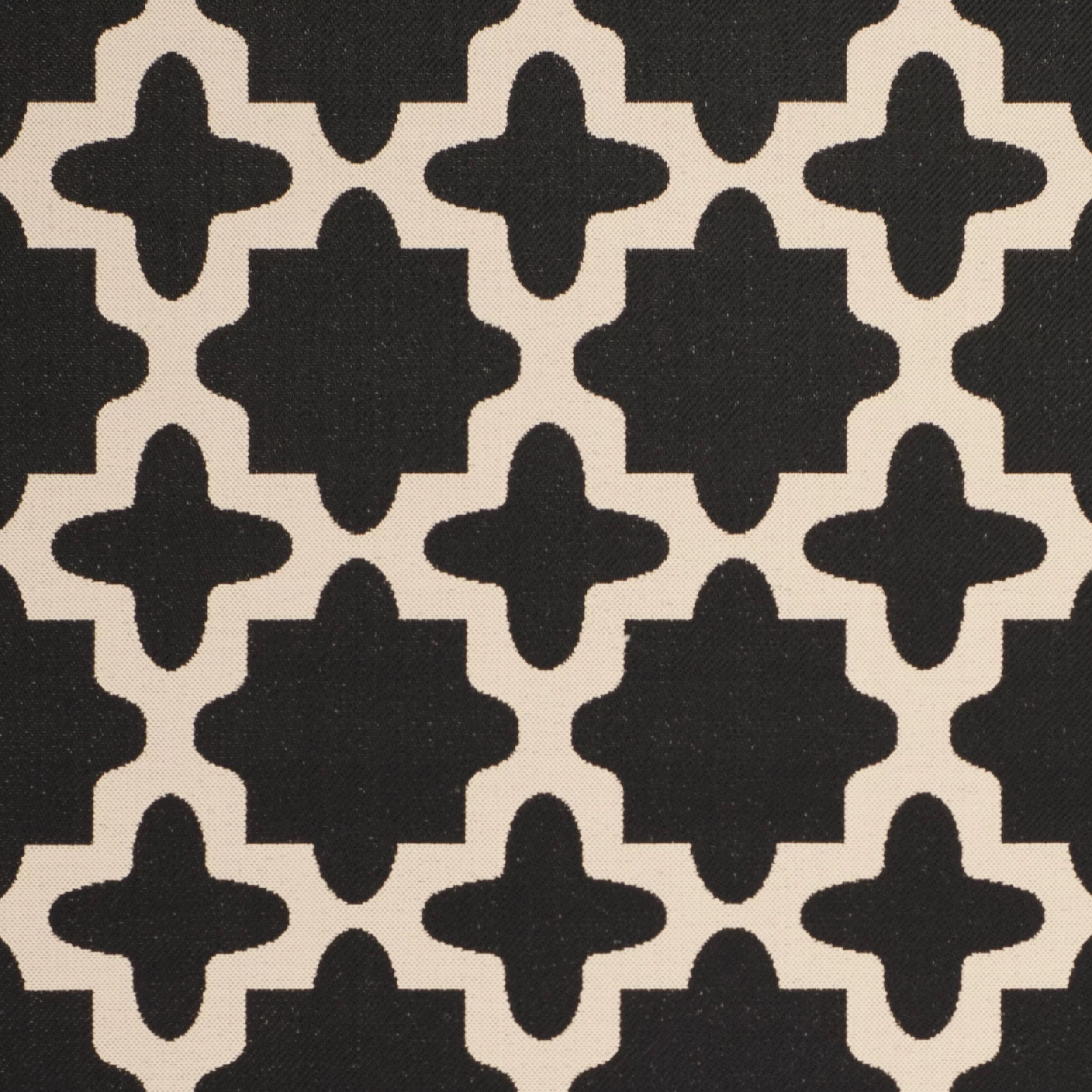 7'10" x 7'10" Square Black Beige Geometric Indoor Outdoor Area Rug V709096