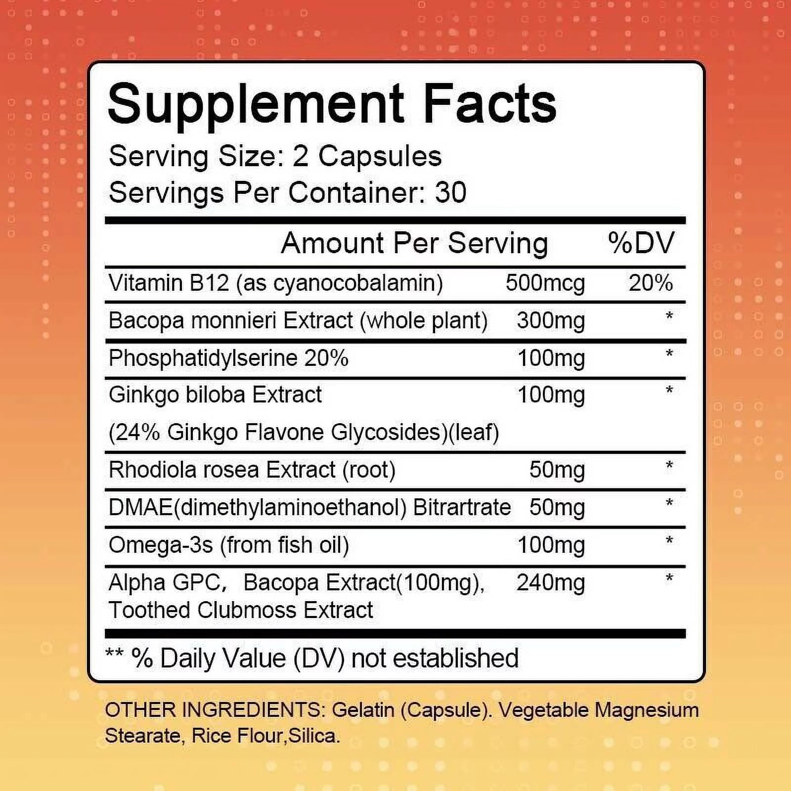 60 Capsules Memory Focus Mental Concentration Pills W96973