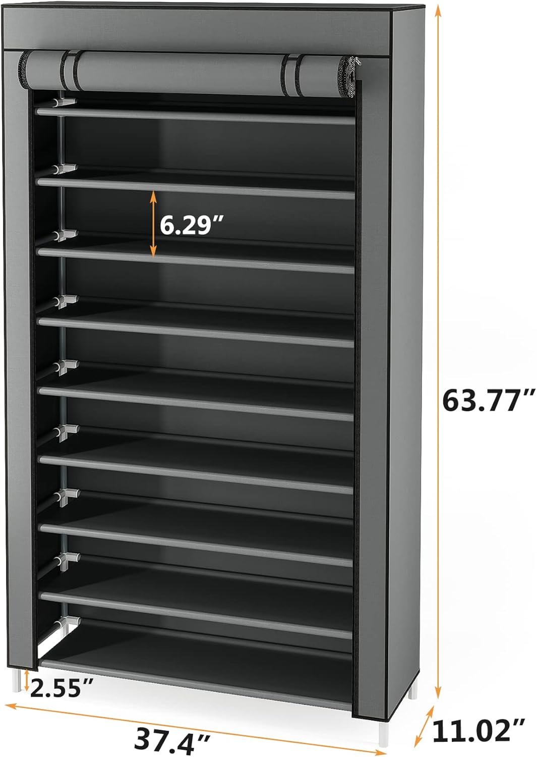 10 Tier Black Non-Woven Shoe Storage Cabinet C342